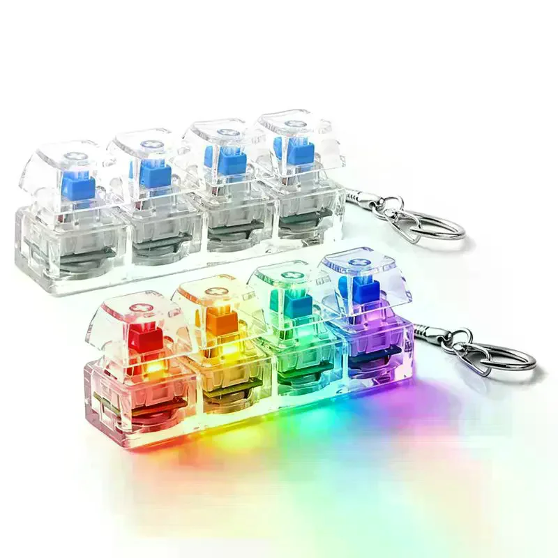4-Button Fingertip Keyboard Keychain RGB Keyboard Fidget Toy With Lights For Stress Relief Decompression Accessories
