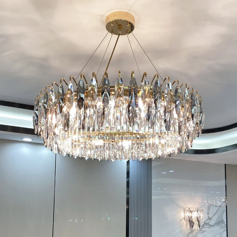 Luxo Crystal LED Chandelier, Lâmpada de Iluminação Moderna, Lobby do Hotel, Decoração para Sala e Quarto