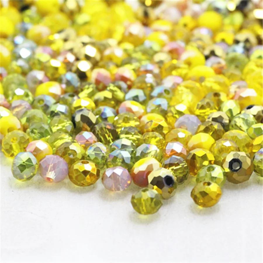 Isywaka Yellow Multicolor 4*6mm 50pcs Rondelle  Austria faceted Crystal Glass Beads Loose Spacer Round Beads for Jewelry Making