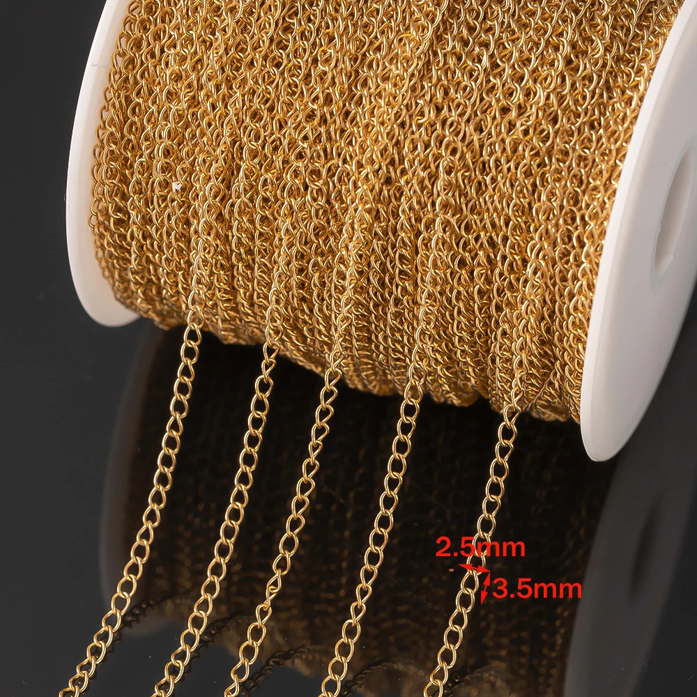 2m/lot Colorful Stainless Steel Flat Link Chain For DIY Handmade Necklaces Bracelets Jewelry Making Supplies Accessories Crafts