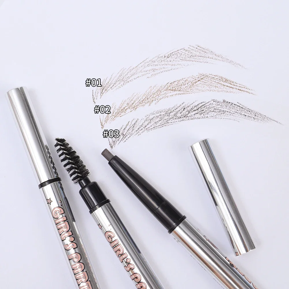 Lasting Rotatable Black Brown Eyebrow Pencil Waterproof No Blooming Triangle Smooth Matte Double Head Eyebrow Tattoo Pen Makeup