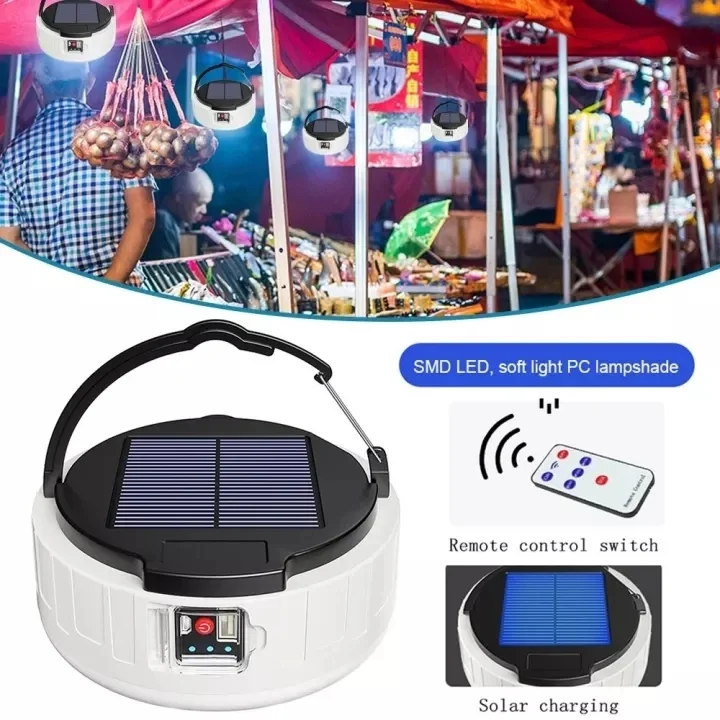 Solar Camping Light USB Rechargeable LED Light Bulb Waterproof Emergency Lights Tent Lamp with Remote Lanterns For