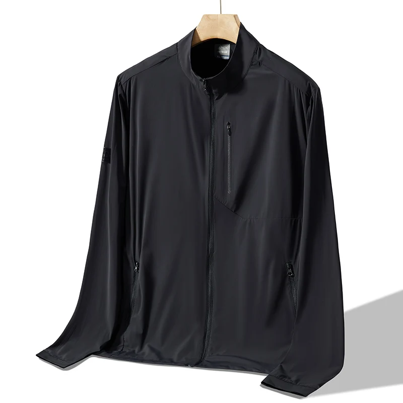 

Новая летняя мужская куртка 2025 года из ледяного шелка для защиты от солнца, с воротником-стойкой, легкая, повседневная, с защитой от УФ-излучения