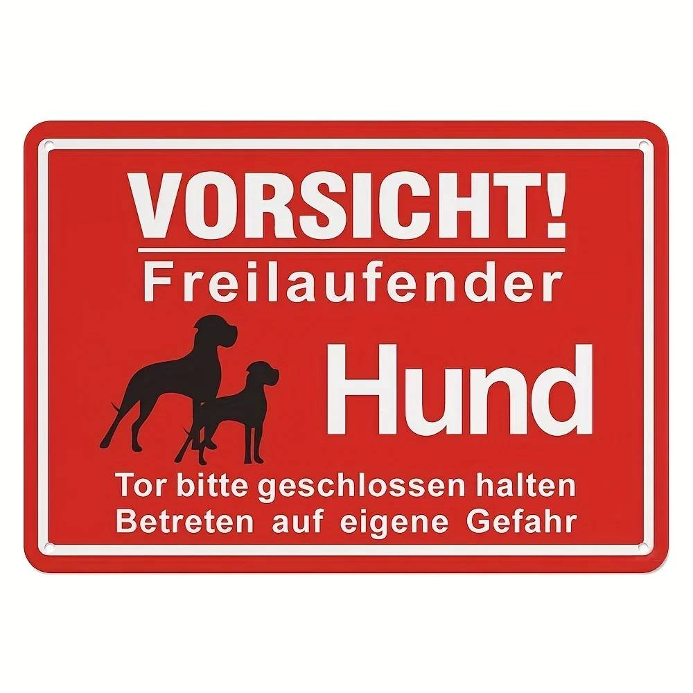 Warning Metal Tin Signs, Walking Dog Sign,  Dog Sign, With German 