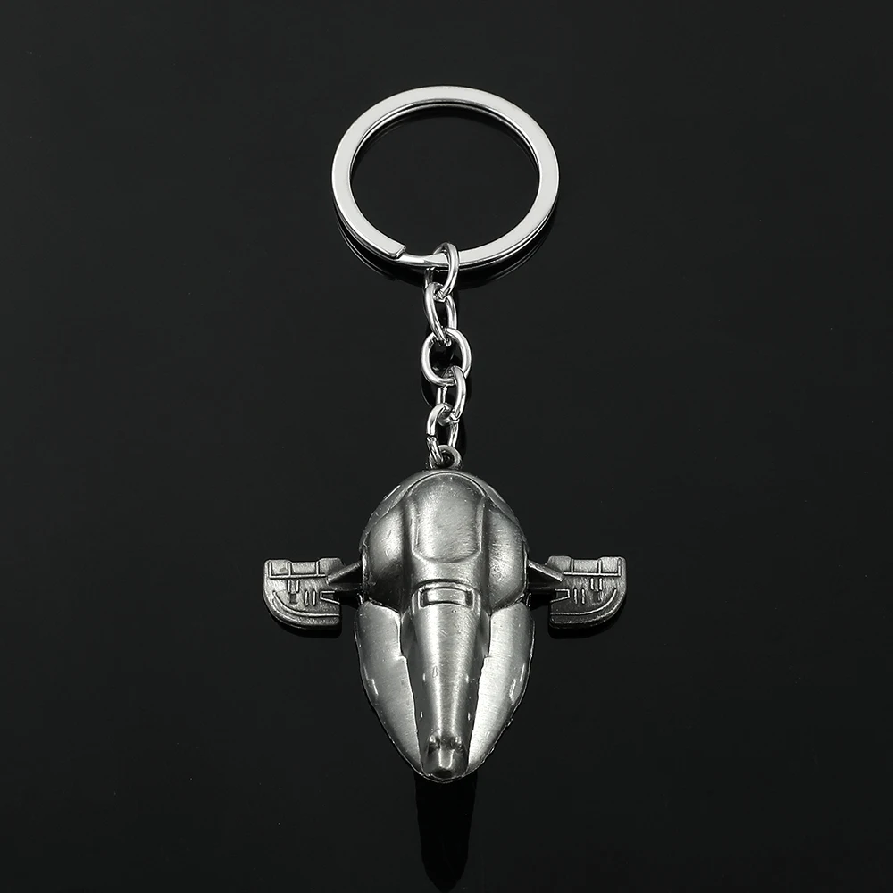 Spitfire Slave 1 Pursuit Ship Keyring Vintage Metal Pendant Key Holder Trend Creative Keychain Gift for Fans
