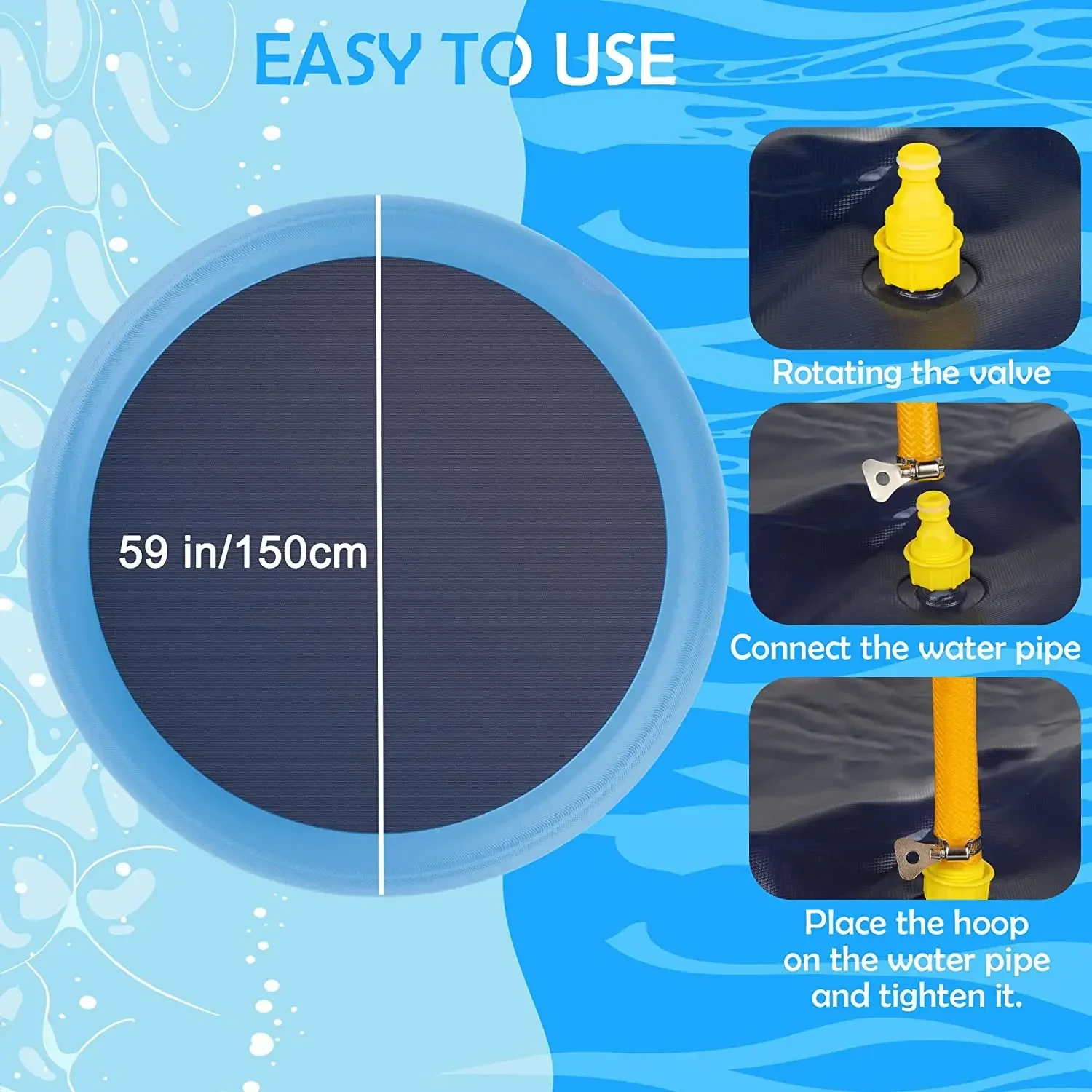 Kids Summer Outdoor Water Toy-Anti-Slip Thick Dog Splash Pad Sprinkler Pool Fun Backyard Fountain Play Mat Perfect Children Gift