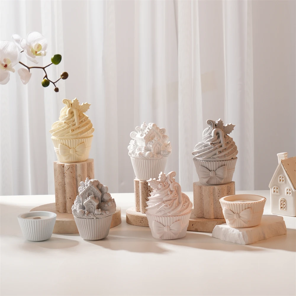 

Plaster Planter Pot Silicone Mold Candle Holder Mold With Lid Concrete Candle Jar Vessel Container Mold DIY Home Decoration
