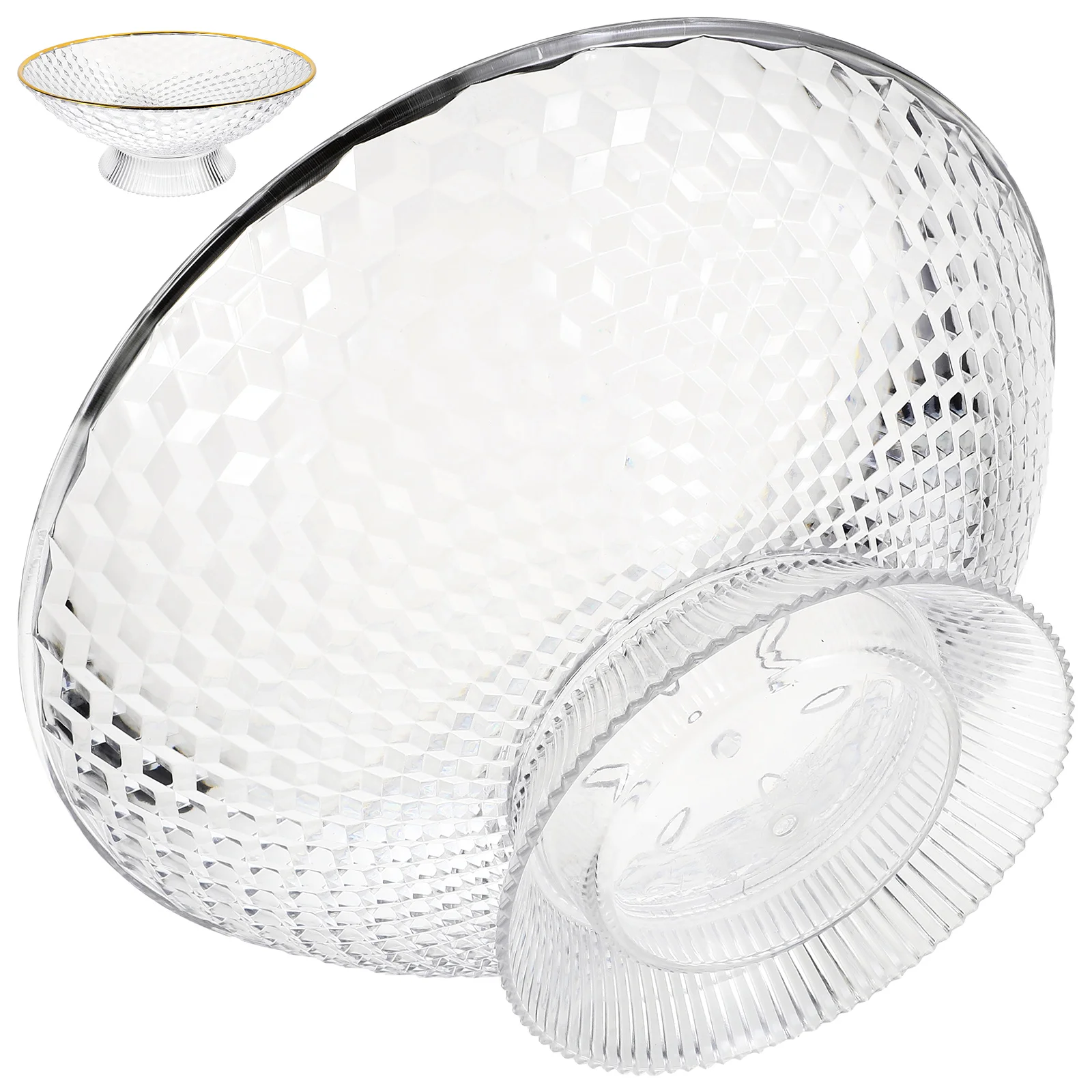 

Fruit Tray Drain Bowl Light Luxury Transparent High Rack Home Kitchen Decoration Appetizer Serving Drying Plate Tableware