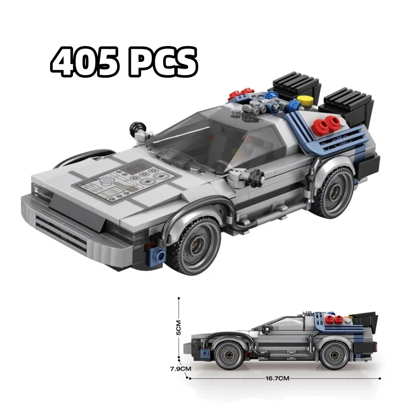 405pcs 1:24 Classic Movie Racing Car Building Blocks Model Sport Cars Toys Back Future Bricks Vehicle Festival Gifts for Kids