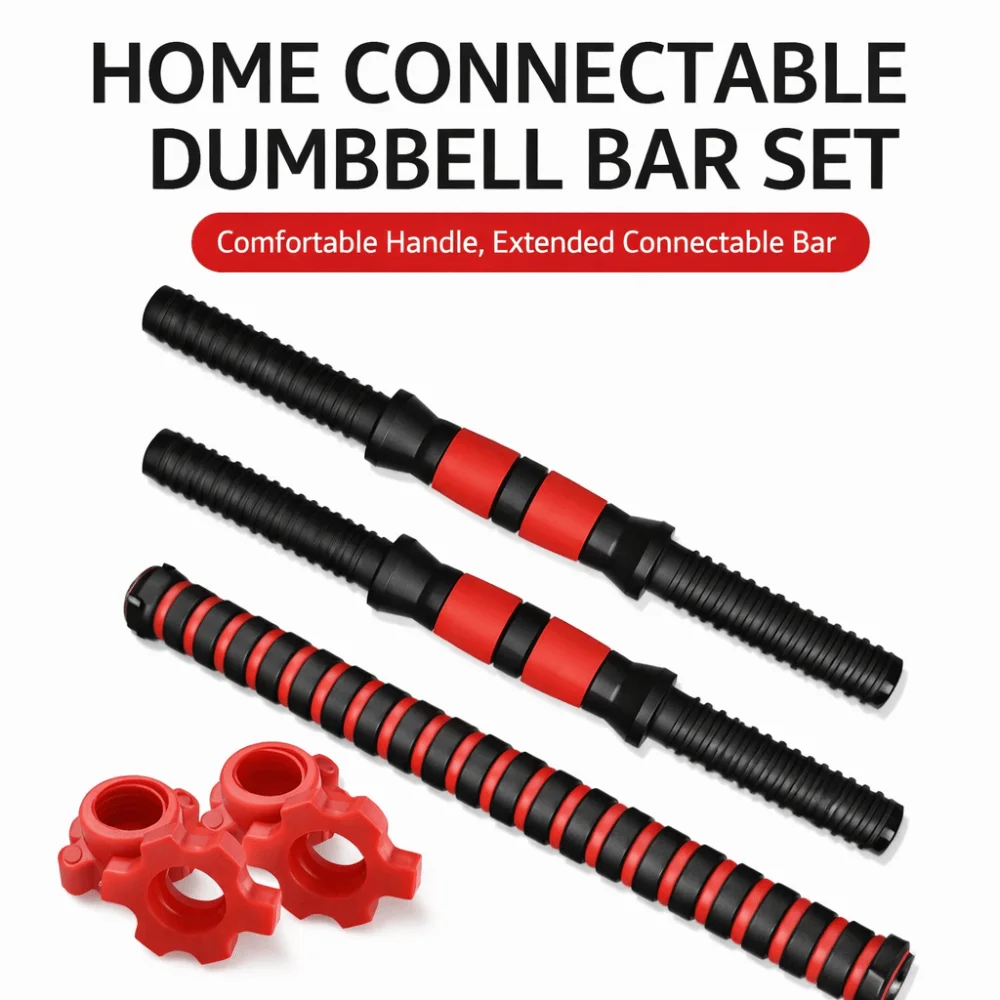 New PVC Dumbbell Bar Fitness Equipment Home Gym Accessories Barbell Buckle Durable Spin-Lock Collars Threaded Dumbbell Handles