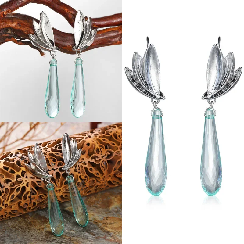 SODROV Elegant Bird of Paradise Chalcedony Crystal Earrings Party Exaggerated Long Earrings for Women Gift Statement Jewelry