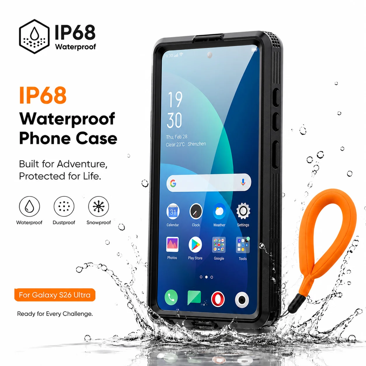 IP68 waterproof phone case, suitable for Samsung Galaxy S26Ultra S25 S24 series, with floating ring, touchable, all inclusive