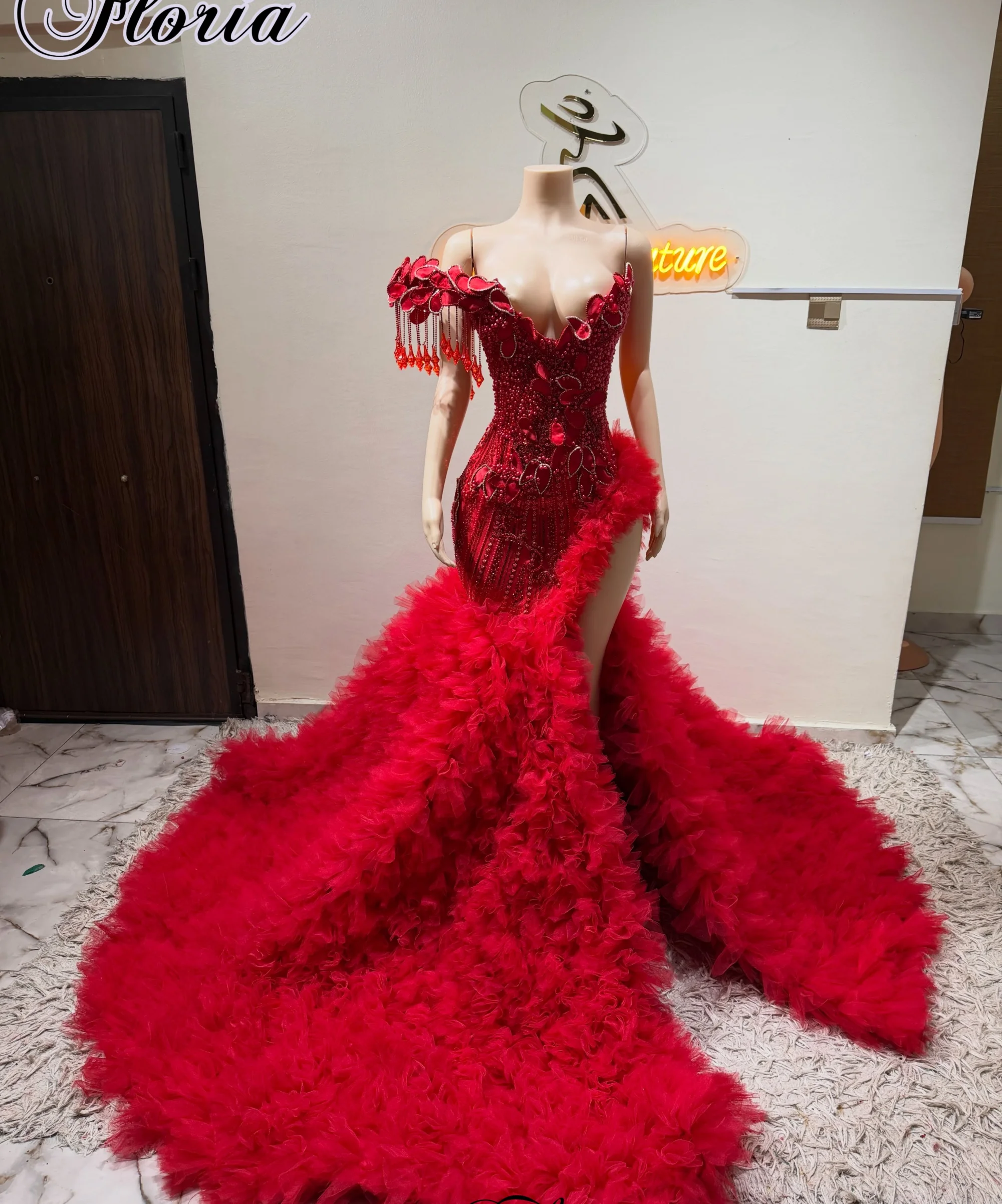 Turkey Red Evening Dresses Mermaid Sweetheart Off Shoulder Women's Prom Dresses Elegant Party Gowns Robes De Soirée Customized