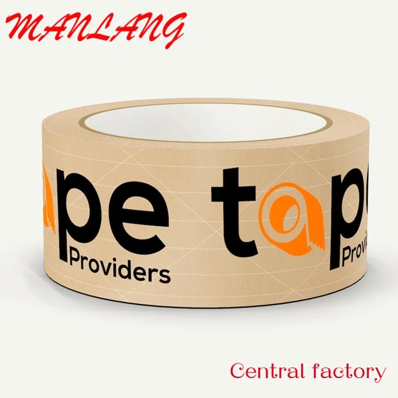 Custom  Eco Friendly Custom Logo Printed biodegradable 50M Self Adhesive Kraft Paper gummed Tape Packing Tape