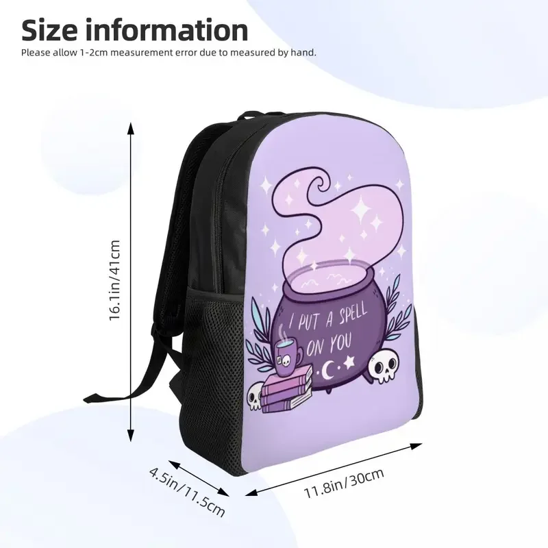 Witch Cauldron Backpacks for Women Men College School Student Bookbag Fits 15 Inch Laptop Halloween Occult Gothic Skull Bags