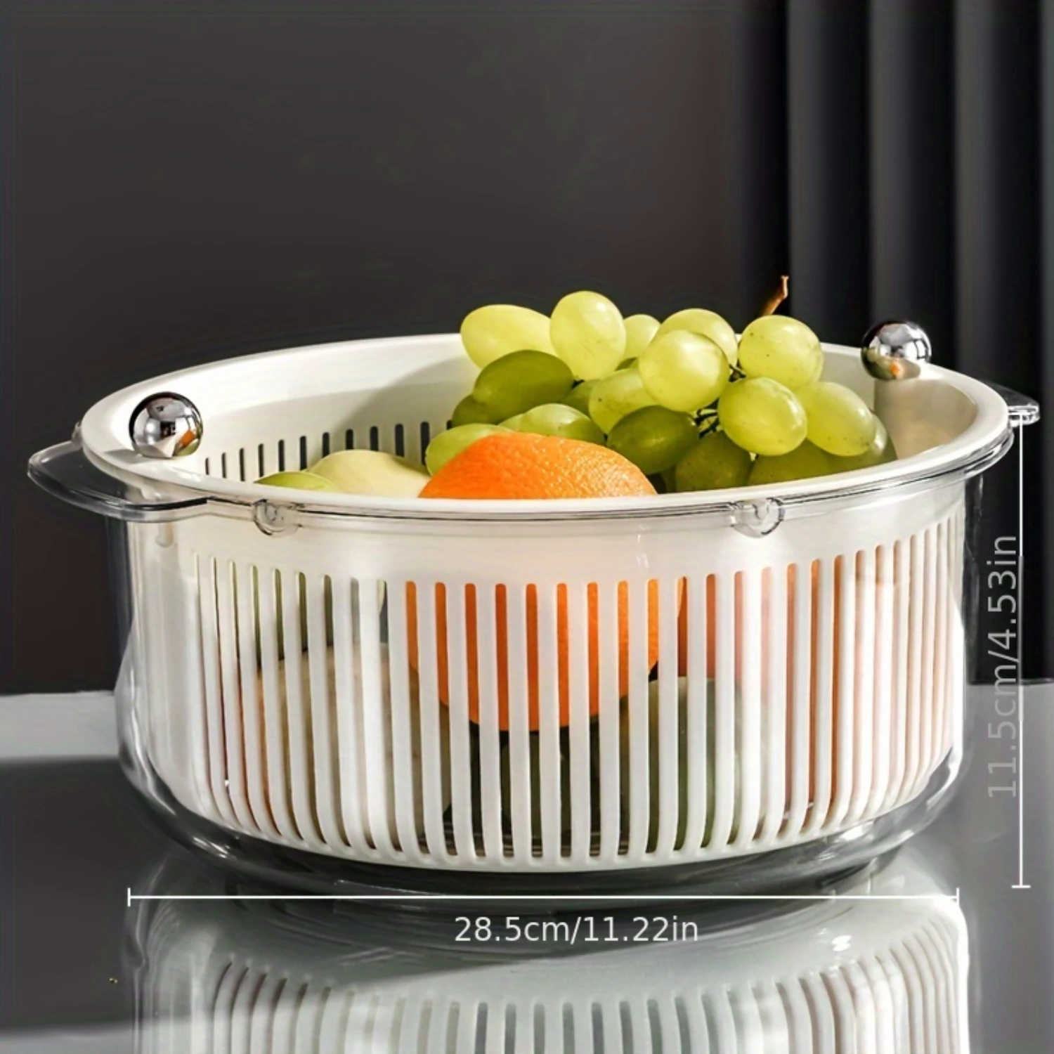 Cesta coladora de cocina multifuncional de 2 niveles con coladores dobles para un lavado y drenaje conveniente de verduras y frutas, BP