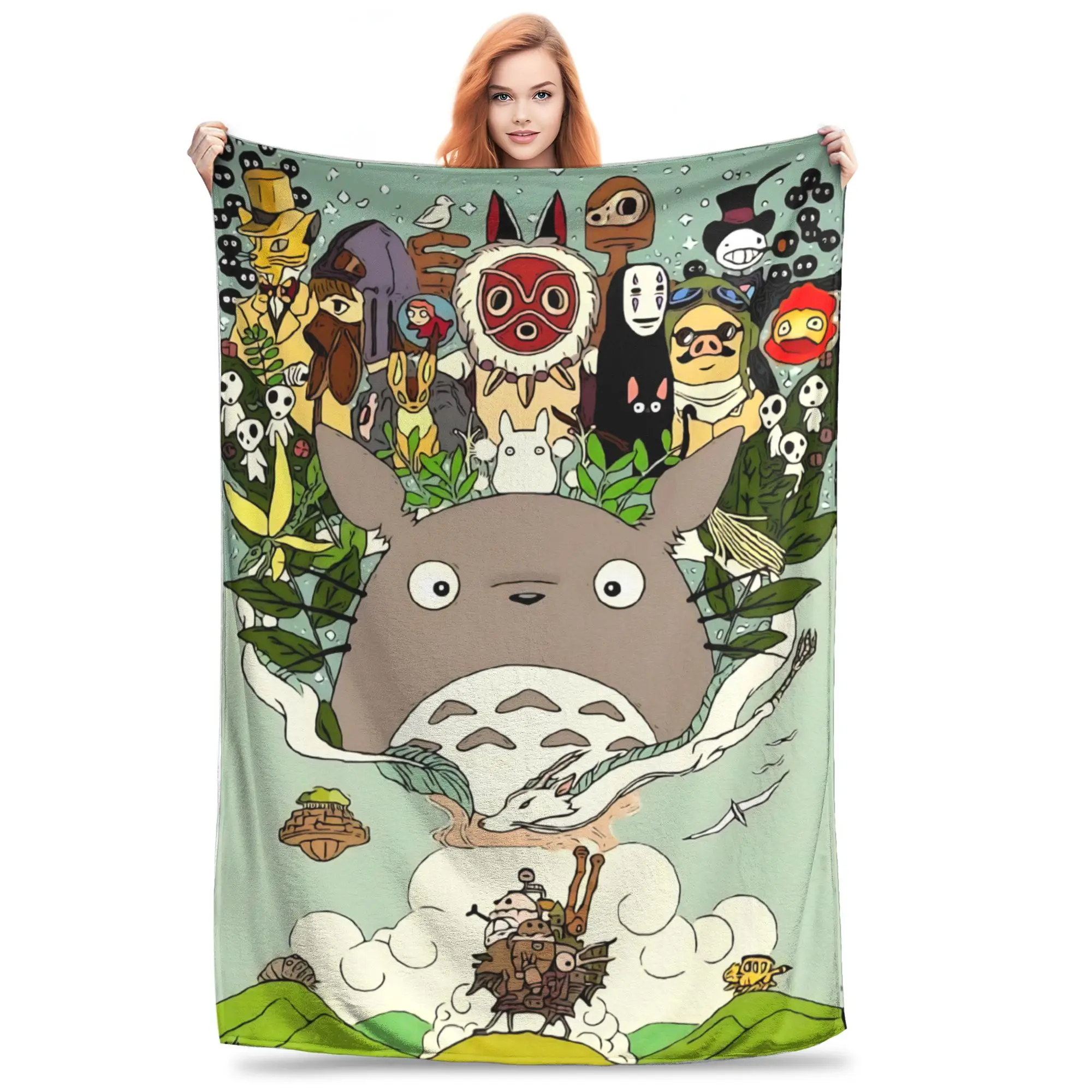 1PC home Cutecore Room Decor Anime My Neighbor Totoros Blanket Throw Blanket  Novelty Warm Blanket All Season
