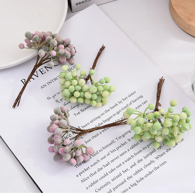 6PCS Artificial Flowers Pompom Baby's Breath Diy Gifts Candy Box Fake Plants Christmas Garland Vase for Home Wedding Decoration