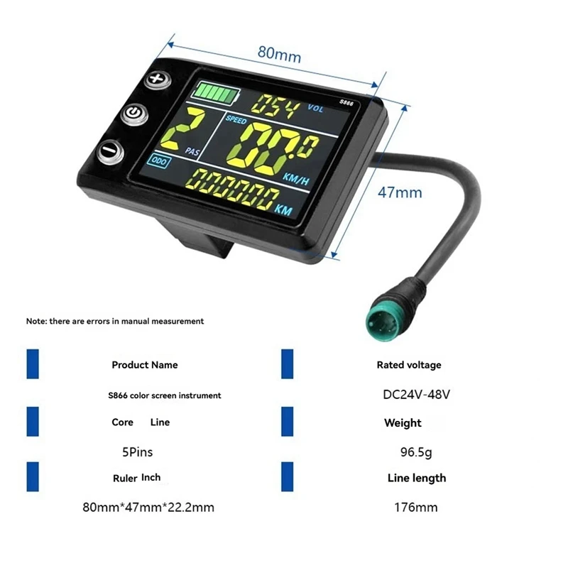 Three Mode Ebike Controller 17A 24V/36V/48V With S866 LCD Color Display Waterproof Connector 350W Motor Conversion Parts