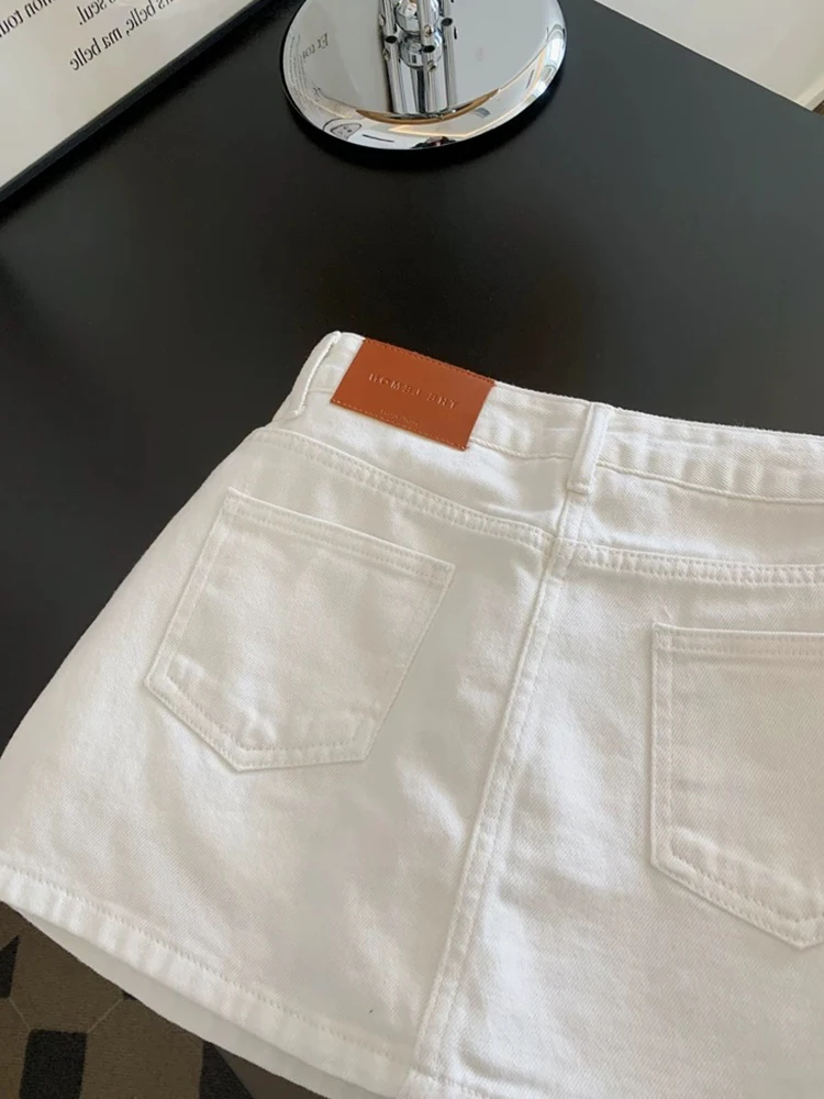 

Slimming High Waist A-Line Skirt Denim f-length Women's Faion Commute Sle Korean Design Stand Fit ort Skirt