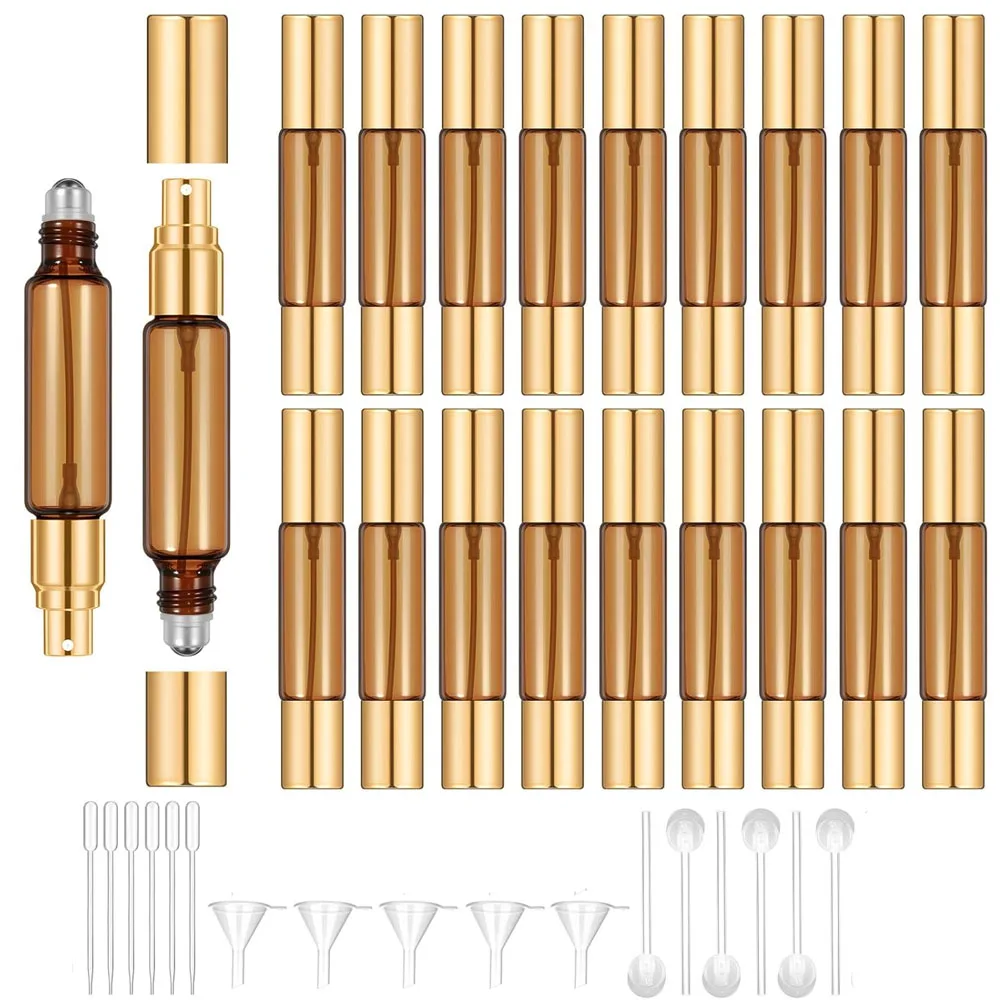 20 Stück 2-in-1 Parfüm-Rollflaschen 10ml Reise-Parfümflasche Nachfüllbare Auslaufsichere Ätherische Öl-Flaschen mit Nachfüllwerkzeug-Set – Detail 1