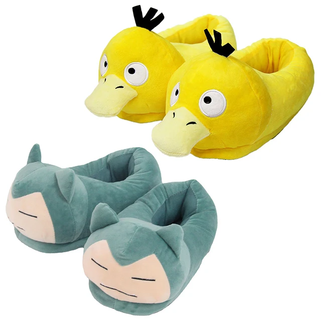 Pokemon Snorlax Psyduck Cartoon Autumn and Winter Animation Peripheral Plush Slippers Home Thermal Shoes Indoor Cotton Slippers AliExpress