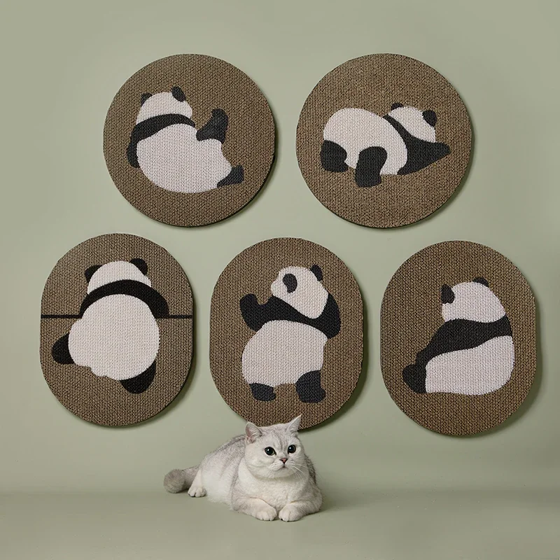 Cat scratching board wall panda vertical wall sticker grinding claws cat toy wear-resistant and does not drop debris