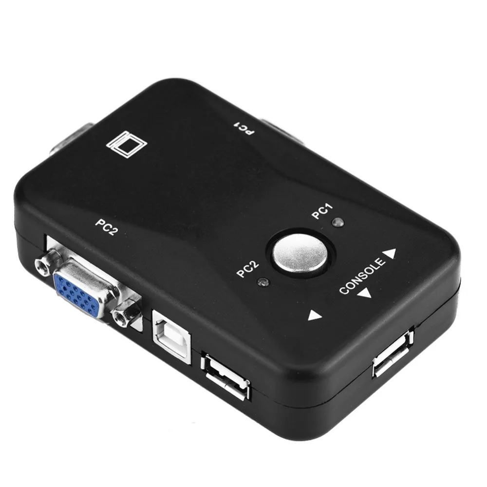 

2-портовый USB 2.0 KVM-переключатель с интерфейсом VGA, Plug and Play, ручной переключатель VGA, USB 2.0 KVM VGA ручной коммутатор