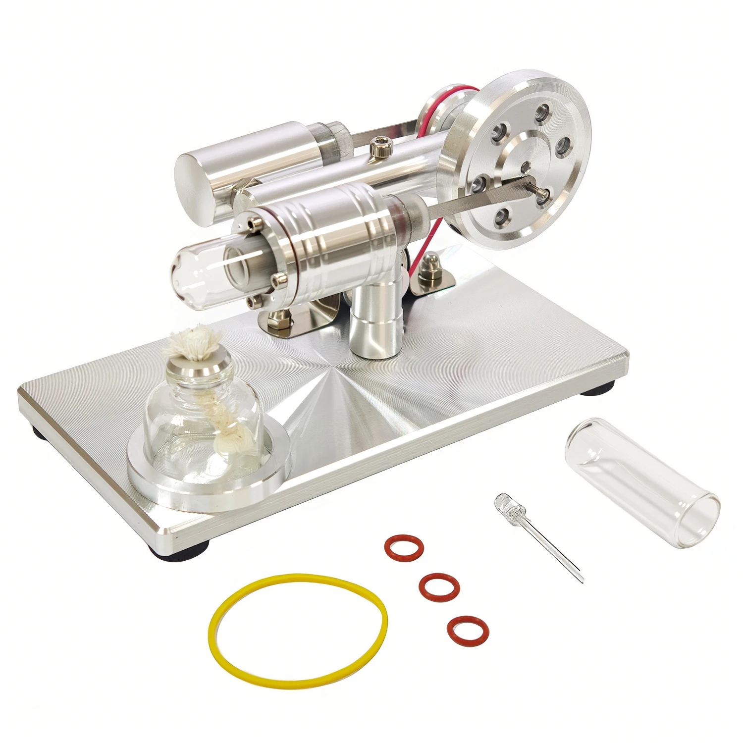 Modelo de generador Stirling de un solo cilindro, motor de combustión externa, modelo de motor de vapor, adorno de juguete, motor Stirling de alta potencia
