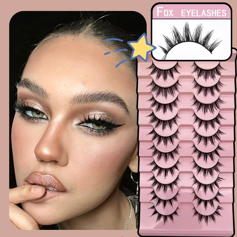 10 Paar bequeme Wimpern für den Alltag, Bühnenauftritt, mehrschichtige schwarze Stiele, natürliche falsche Wimpern, dick und l