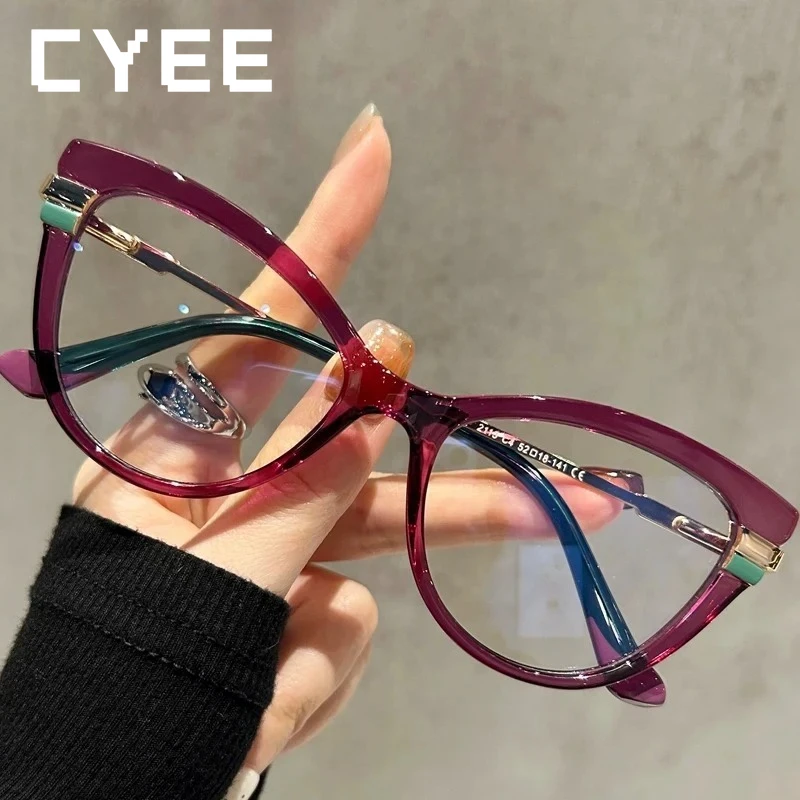 

CYEE Cat Eye Colorful Reading Glasses Anti Blue Light Myopia Photochromic Eyeglasses Customized Prescription Optical Eyewear