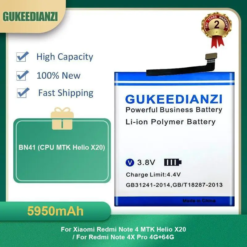 Battery For Xiaomi Mi 7 Mi7 6 Plus Note 1 Civi 4 Pro BN65 BM4G 2A M2A Mi2A Redmi 1S 9T 5C M5C mi5C MTK Helio X20/For 4X 4G+64G