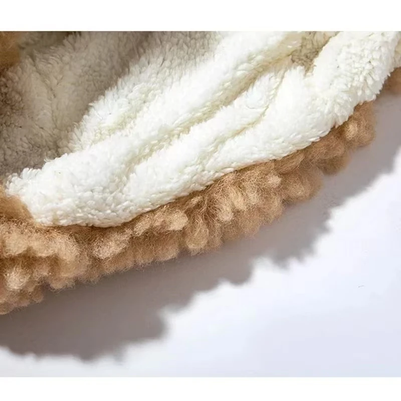 

New Big-ear Bear Cashmere Bomber Hats Women Fluffy Hat with Ears Autumn Winter Cute Pullover Earmuffs Warm Cap Bandage