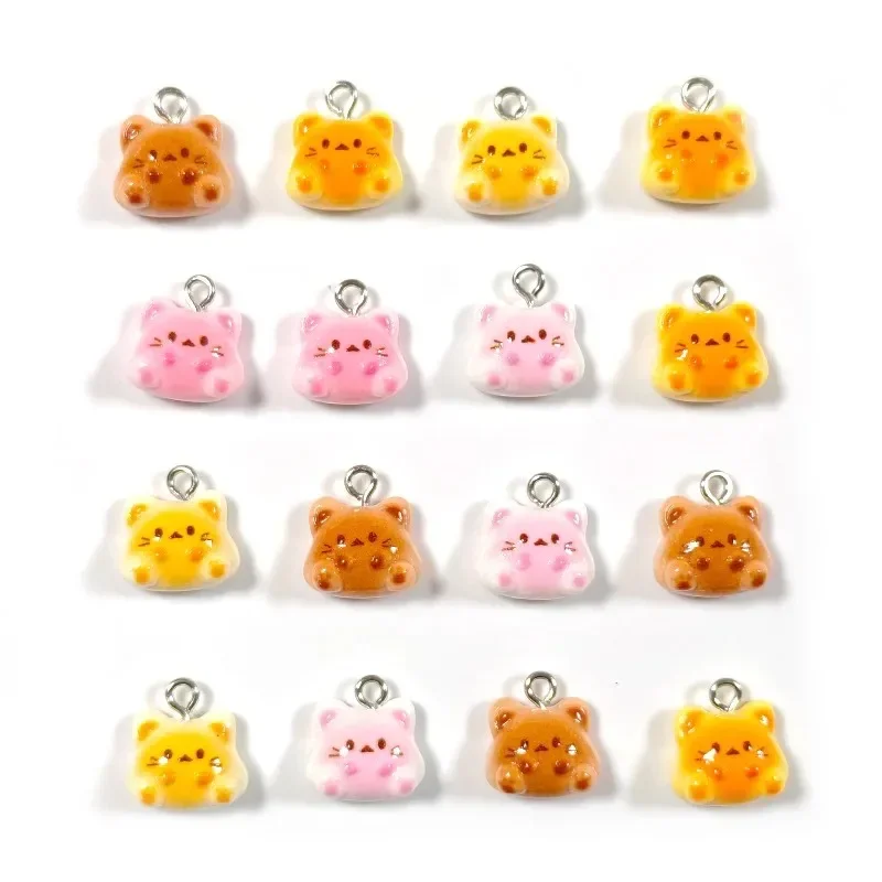 10Pcs Bright Food Shape Resin Pendants Kawaii Mini Cat Bread Charms DIY Craft Accessories For Earrings Bracelets Jewelry Making