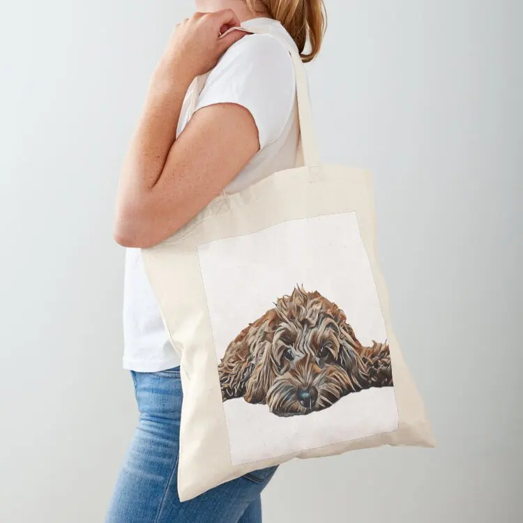 

Chocolate/Brown Cockapoo - White Background Tote Bag Beach bag Customizable tote bag Fabric Women's shopping