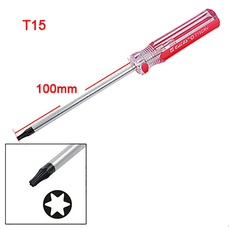 Plastic Handle T15 Security Torx Screwdriver Star Drive Six Pointed Star Tip Star Torx Screwdriver Tool Repair Hand Tools