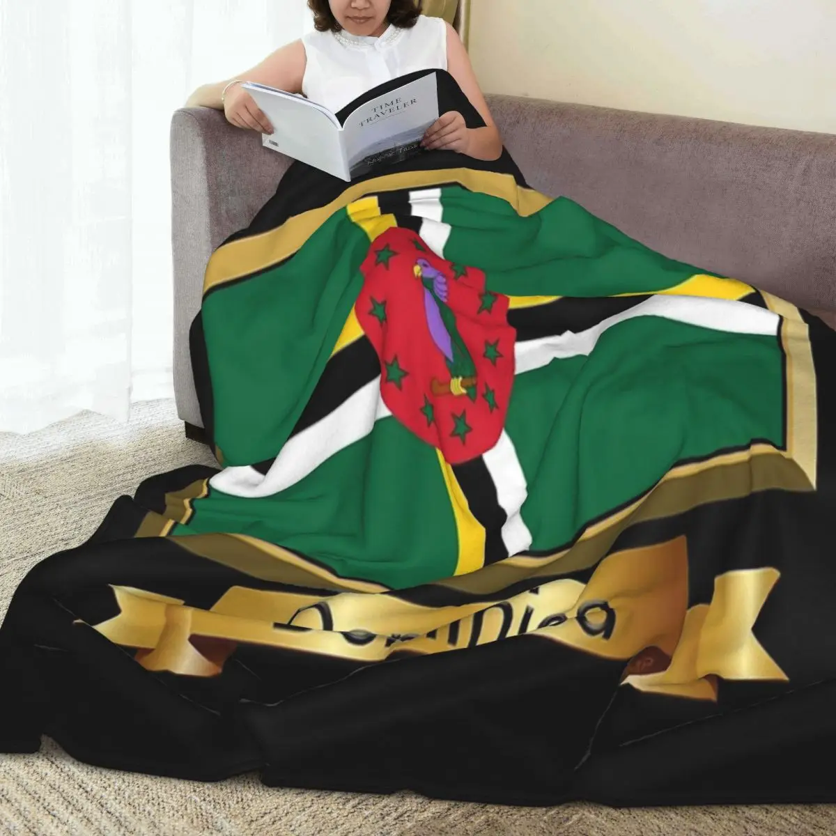 Throw Blanket Dominica Flag Gifts Micro Fleece Blanket Four Sizes Blanket Personalized Warm For Bedroom Nice Gift