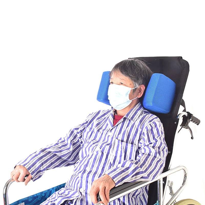 Blue Blocked Wheelchair Headrest Anti Side Pillow Position Pad Wheelchair Accessories Adjustable Wheelchair Back Cushion Support