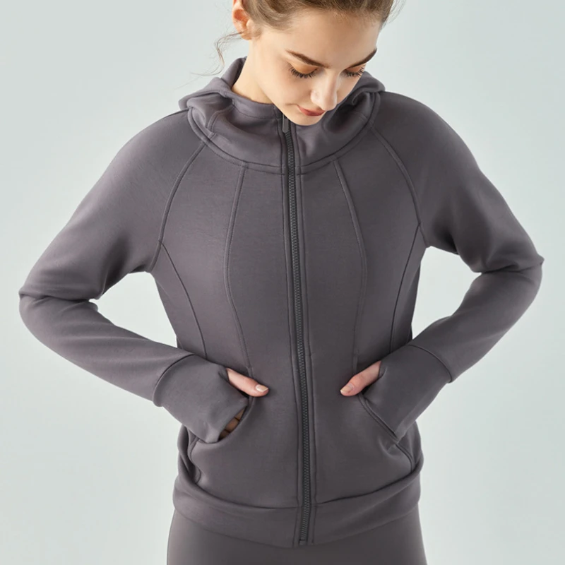 HSOUL YOGA Zip-up Hooded Top,Soft and Comfortable Loose-fitting Running and Fitness Shirt with Airy Layer Long SleevesYoga Shirt