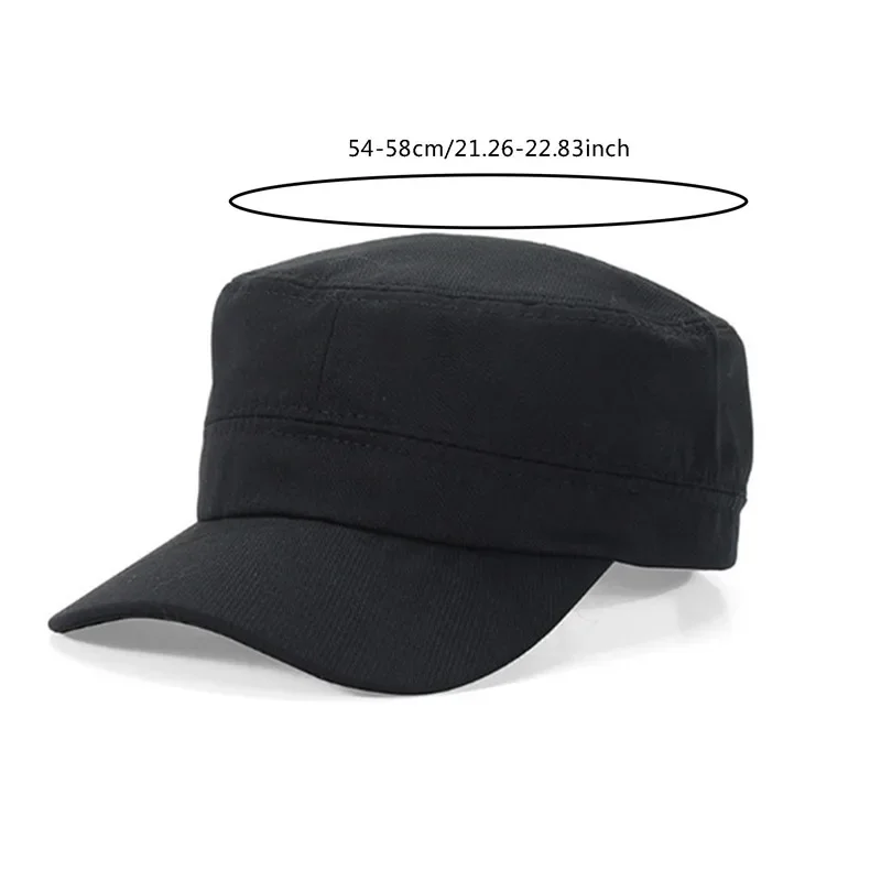 Unisex Vintage Einfarbige Flache Militärmütze in Fünf Farben Erhältlich, Atmungsaktive Sommer-Outdoor-Militärmütze, Flache Schlichte Mütze – Detail 1