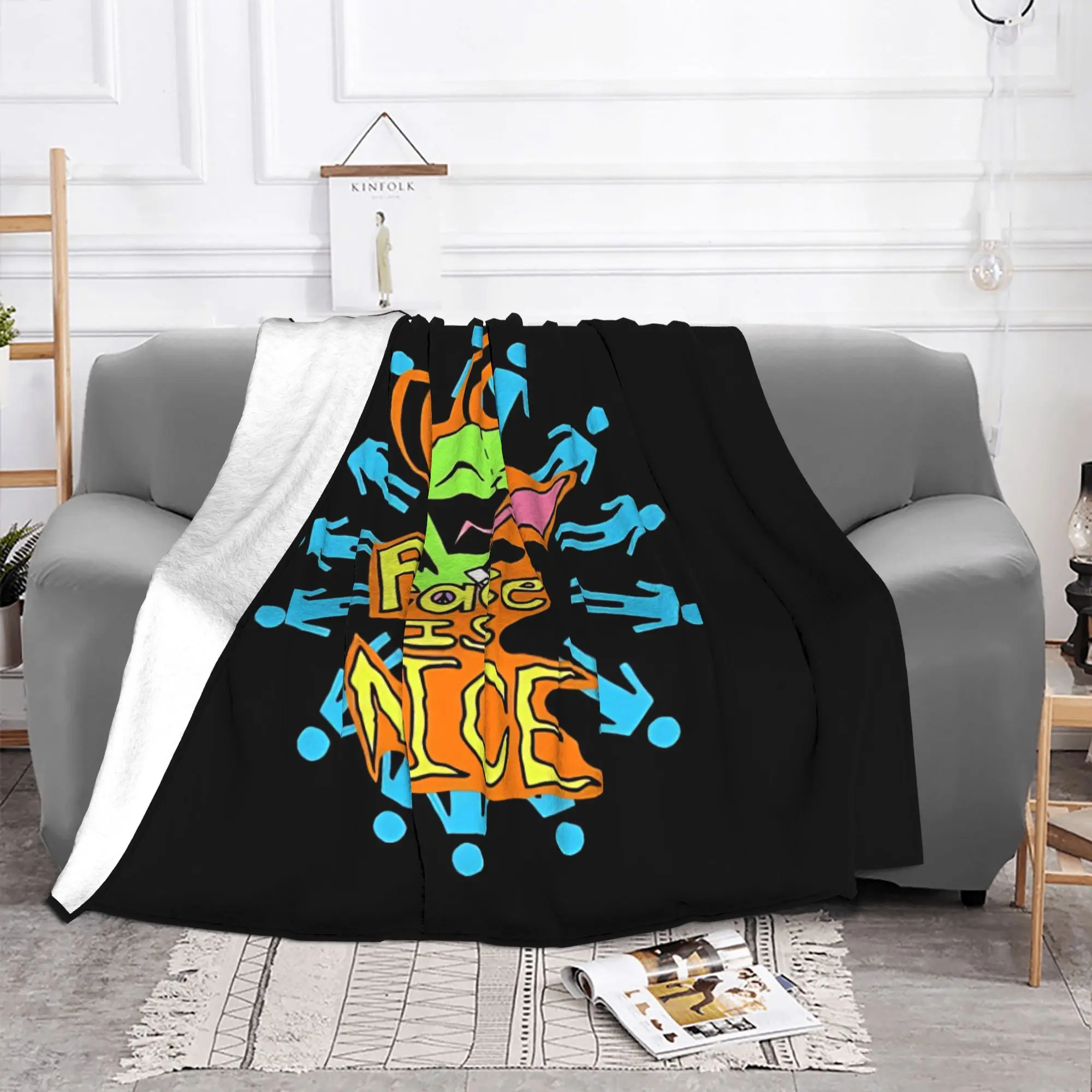 1PC Home Cutecore grunge alien  Invader Zim Blanket Super Cosy Plush Home Living Room Sofa Halloween