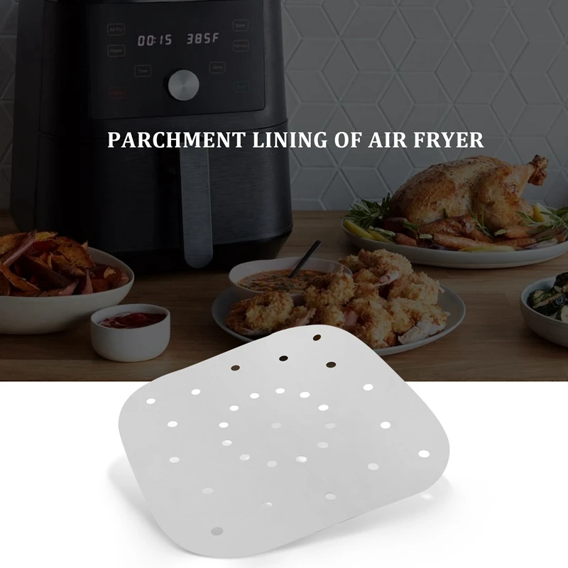 Air Fryer Parchment Paper Liners(9X9 Inch) 100Pcs Large Compatible For Xxl , Nuwave Brio, Chefman Air Fryer Oven