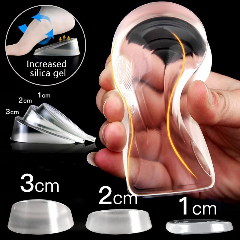 Soletta per aumento di altezza in gel di silicone Inserti per sollevamento del tallone Protezione per la cura del piede della scarpa Cuscino elastico Inserto di supporto per arco plantare per unisex