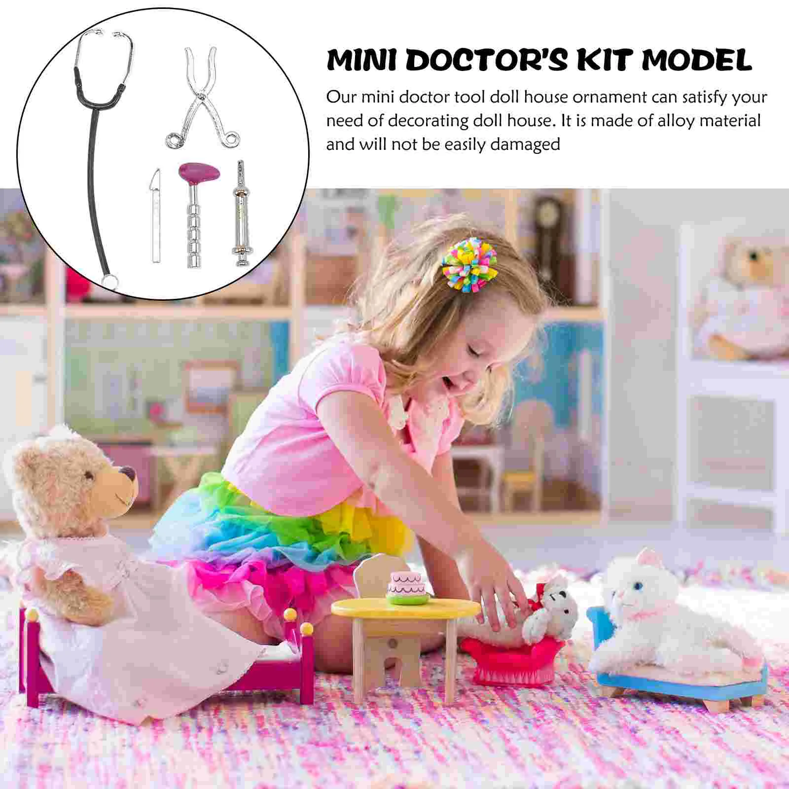 Mini traje de médico, modelo de jeringa, accesorio para casa, Kit en miniatura, herramientas, estetoscopio, juguetes para el cuidado de los niños