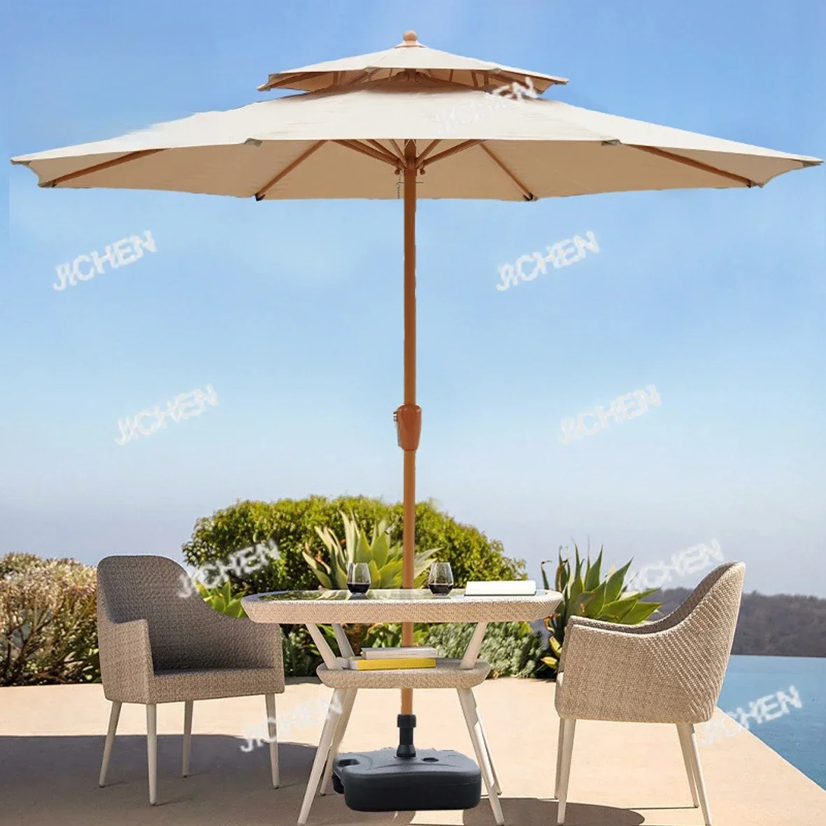 

JC пляжный зонтик от солнца солнцезащитный крем уличный древесный большой зонт от солнца двор открытый средний зонт