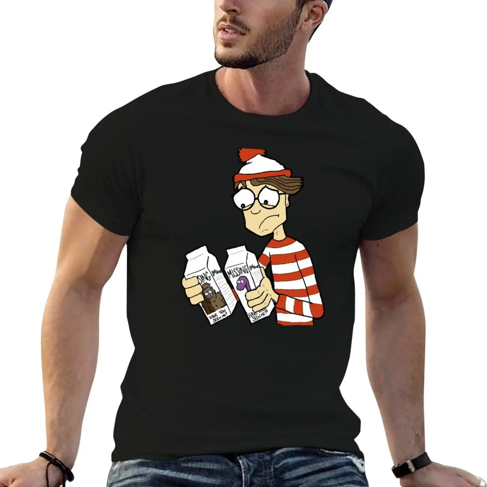 ¿Dónde está Wally? ¿Dónde está Bigfoot? ¿Dónde está Nessie? Camiseta personalizada con estampado, camisetas de algodón 100%, camiseta esencial.