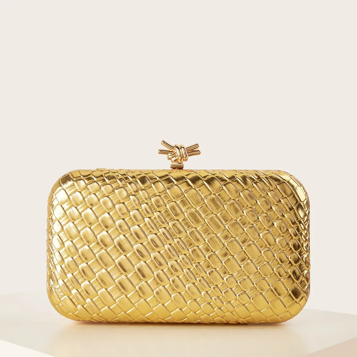 Bolso de mano elegante dorado y plateado para dama de honor, bandolera tejida, sencilla, ligera, a la moda, de lujo