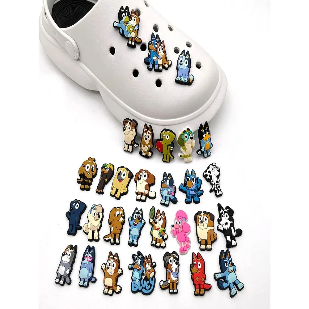 30pcs New Bluey Shoe Charms For Crocs DIY Shoes Decoration Accessories For Sandals Boys Girls Cartoon DIY Toys Kid Birthday Gift