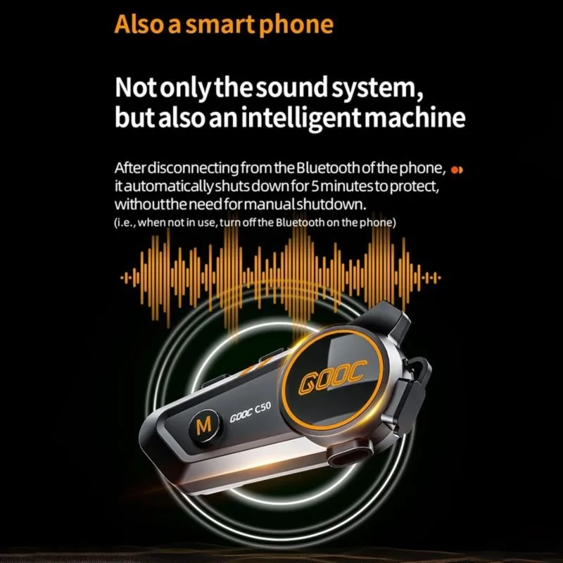 NCSMT Motorcycle Helmet Headset Heavy Low Tone Stereo Earphone Bluetooth Waterproof Headset Three Color Ambient Light Heads