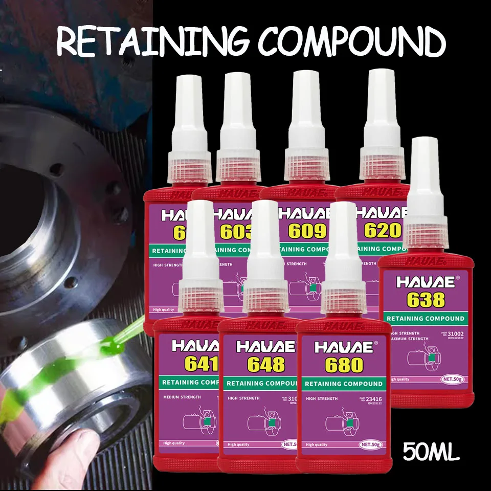 Composant de retenue anaérobie en métal haute résistance, colle 638, 601, 603, 609, 620, 648, 641, haute température, 50ml